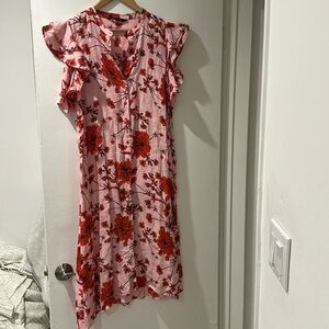 Zara Floral Print Linen Tunic Dress - Size L